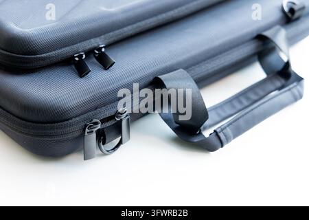A close up view of a closed computer case Stock Photo