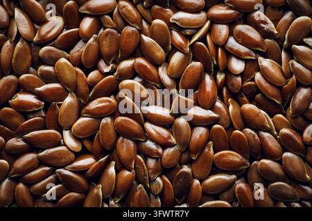 Macro background texture of Flax seeds. Top view Stock Photo