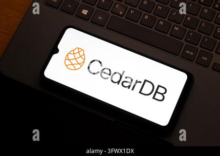 In this photo illustration, the CedarDB logo is seen displayed on a ...