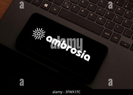 In this photo illustration, the Ambrosia Energy logo is seen displayed ...