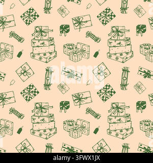 Christmas Seamless Pattern with Gift Boxes Stock Vector