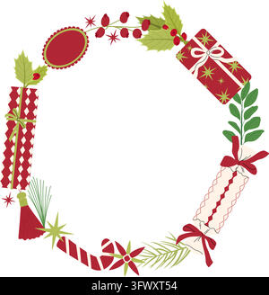 Christmas round frame Stock Vector