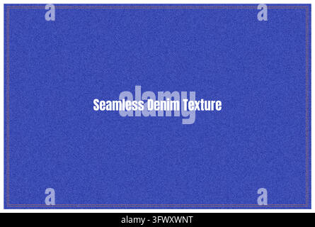 Seamless Blue Denim Fabric Texture Background Realistic Jeans Textile Pattern Stock Vector
