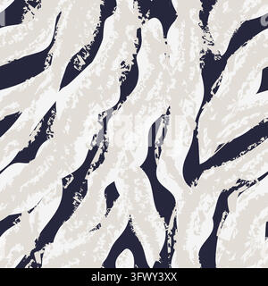 Monochrome Zebra Abstract Brushstroke seamless pattern design for fashion and home textiles, graphics and backgrounds Stock Vector