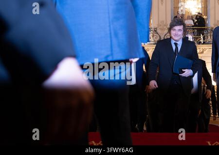 Javier Milei, President of the Argentine Republic attends an ...