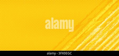 Abstract yellow background with grunge texture overlay, featuring gradient halftone dots and vintage paper grain for comic book and manga-style Stock Vector