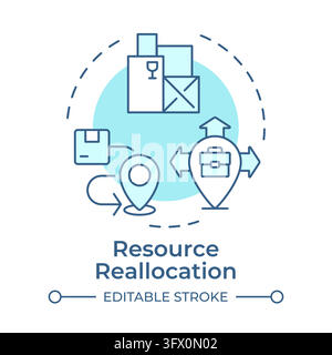 Resource reallocation monochrome blue concept icon Stock Vector