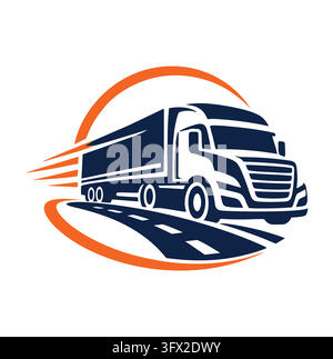 Professional Modern Truck Logistics Cargo Transport Delivery Highway Service Logo Design Stock Vector