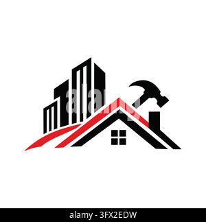 Professional Modern Real Estate Home Building Construction House Renovation Logo Design Stock Vector