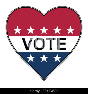 Vote sticker heart icon featuring American patriotic red blue white colors star Stock Vector