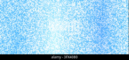 Abstract blue pixel mosaic background with cyan and white squares Stock Vector