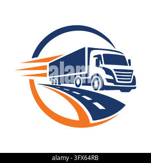 Modern Fast Truck Cargo Logistics And Express Freight Transport Logo Stock Vector