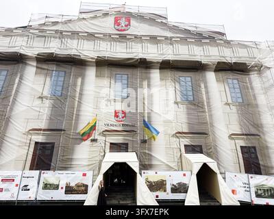 Scaffold Form Panel Vilnius, Lithuania - October 05, 2026: Informational display panels ...