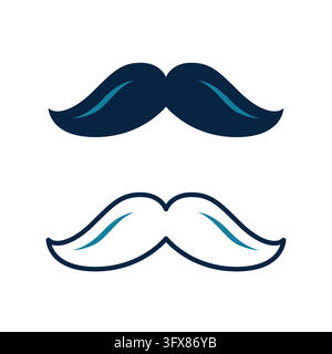 Movember moustache icon set featuring filled and outline styles for mens health awareness Stock Vector