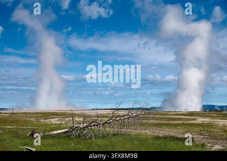 Yellowstone Spring Steam Water vapor over Midway Geyser Basin, Yellowstone National Park ...