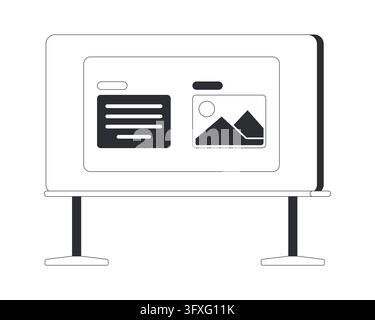Presentation board with text and image content layout black and white cartoon clipart Stock Vector