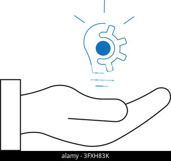 Hand Holding Glowing Light Bulb with Gear Icon for Innovation and Solutions Stock Vector