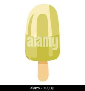 Pistachio ice pop offers a refreshing frozen treat in muted lime and cream tones, with a simple silhouette suited to contemporary food graphics. Use t Stock Vector