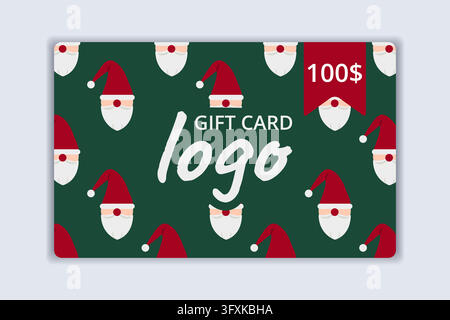 Santa gift card template for holiday shopping. Christmas voucher certificate vector illustration Stock Vector