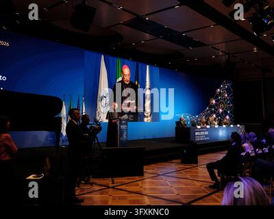 Waldorg Rome Cardinal Baldassarre Reina speaks at the podium during the opening ...