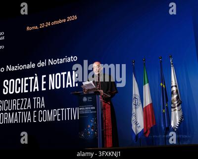 Waldorg Rome Cardinal Baldassarre Reina speaks at the podium during the opening ...