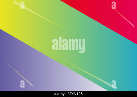 Colorful diagonal gradient stripe background with lime, green, cyan, red, pink and violet bands and subtle linear accents for modern graphic design. Stock Vector