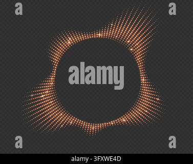 Golden neon sound wave equalizer with stars and sparkles, shiny glowing music soundwave. Stock Vector