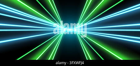 Laser rays or beams, glowing neon lines, bright futuristic background Stock Vector