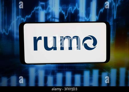 In this photo illustration, the logo of rail logistics company Rumo ...