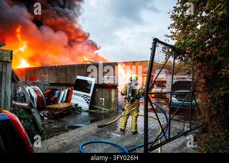 ZOETERMEER - A very large fire is raging at a car scrapyard on ...