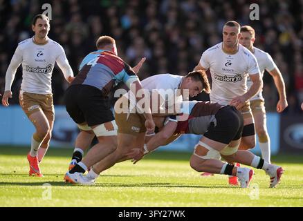 Theo Dan of Saracens during the Harlequins v Saracens, Gallagher PREM ...