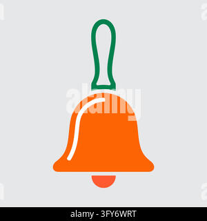 Flat Style Orange Handbell Vector Icon for Customer Service School Bell or Alert Notification Symbol Stock Vector