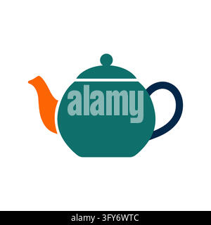 Colorful Teapot Vector Icon with Modern Minimalist Style Isolated on White Background for Tea Time and Kitchen Theme Projects Stock Vector