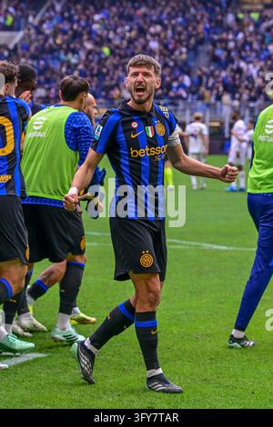 Petar Sucic of Inter celebrates a goal during the Serie A 2026/27 ...