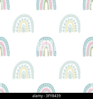 Colorful pattern with cute rainbows Stock Vector