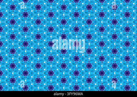 Blue Geometric Floral Background Elegant Ornamental Seamless Pattern Stock Vector
