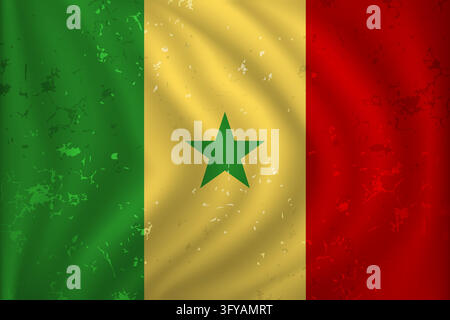 Senegal Flag Background with stains or wear Vector Illustration Stock Vector