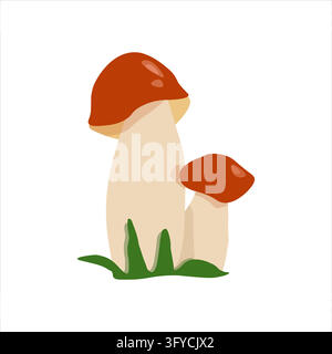 Decorative mushroom illustration inspired by woodland nature, featuring charming forest fungi and botanical details. Perfect for seamless patterns Stock Vector