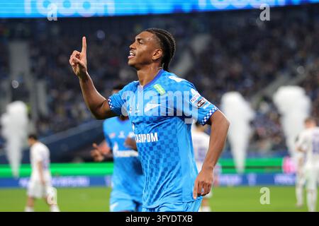 Felipe Augusto (9) of Zenit celebrates a goal during the Russian ...