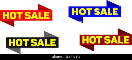 Hot Sale Banner Vector Graphic Ribbon Set Editable Template for Commercial Retail Promotion, Special Offer Tag, Clearance Label, and Store Branding Stock Vector
