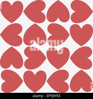 Repeating pattern. Neutral white background, pastel red hearts Stock Vector