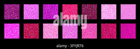 Pink glitter swatch with seamless sequin texture in magenta, fuchsia and violet. Shiny sparkle pattern for party cards and prints. Glitter shimmer Stock Vector