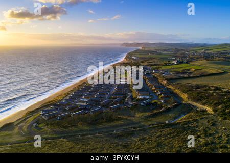 Burton Bradstock, Dorset, UK. 27th October 2026. UK Weather: Aerial ...