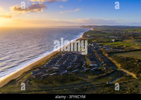 Burton Bradstock, Dorset, UK. 27th October 2026. UK Weather: Aerial ...