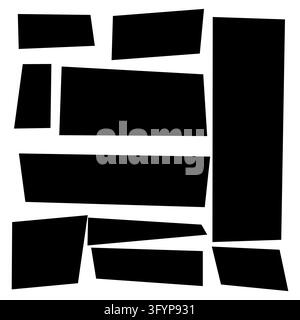 Asymmetric polygonal black blocks in mosaic grid layout vector. eps 10. Stock Vector