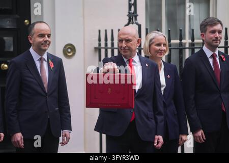 Chancellor John Healey leaves 11 Downing Street to present the Autumn ...