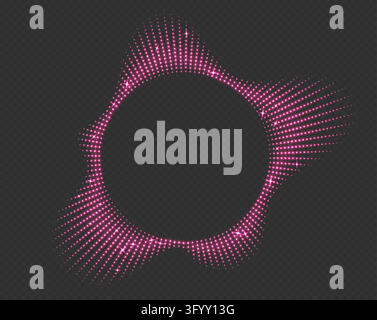 Pink neon sound wave equalizer with stars and sparkles, shiny glowing music soundwave. Stock Vector