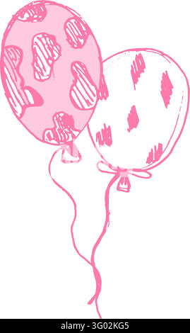 Hand drawn vector illustration of balls with cow print in linear sketch style. Cowboy girly western element for birthday, cute party. Stock Vector