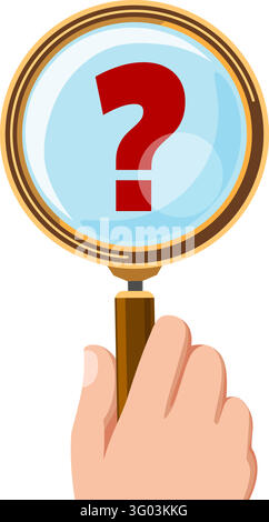 Magnifying glass with question mark Stock Vector
