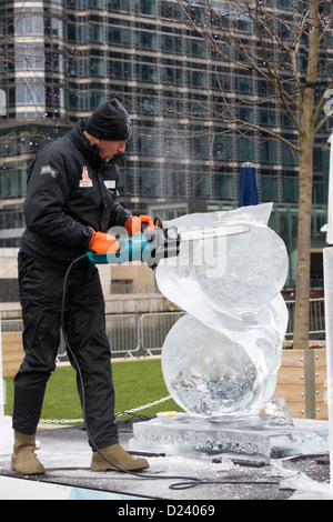 Ice sculpture at Canary Wharf Winter Ice festival Stock Photo - Alamy